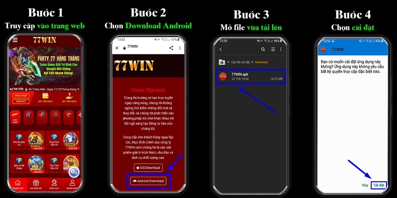 Nội dung các bước download 77WIN cho Android